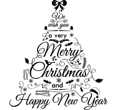 Muursticker Beste Wensen In Vorm Van Kerstboom - TenStickers