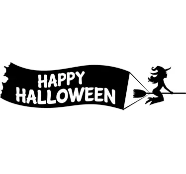 Muursticker Vliegende Heks Happy Halloween - TenStickers