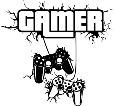 Gamer met controle muursticker tienerkamer - TenStickers