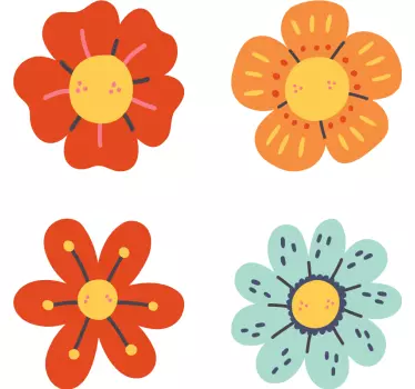 Retro-bloemen auto sticker - TenStickers