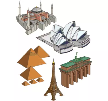 Bekende gebouwen sticker - TenStickers