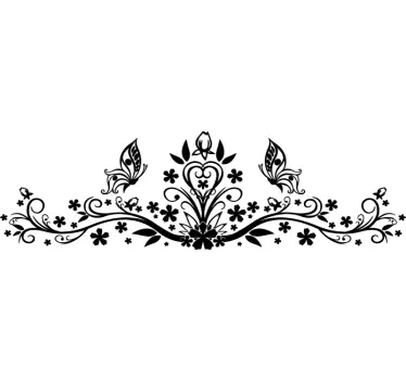 Bloemen vlinder hoofdeinde bed sticker - TenStickers