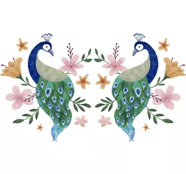 De muursticker van de vogel van pauwen - TenStickers
