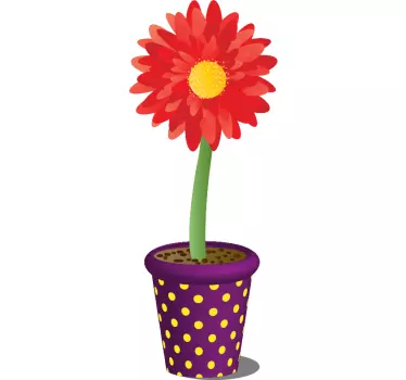 Bloemen muursticker bloem in pot - TenStickers