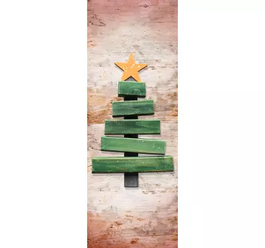 Feestdagen sticker houten kerstboom - TenStickers