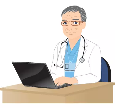 Dokter met laptop sticker - TenStickers