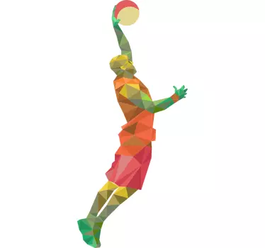 Geometrische Basketbalspeler Muursticker - TenStickers