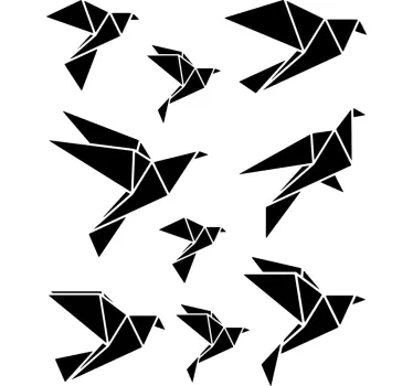 Geometrische origami vogels muursticker - TenStickers