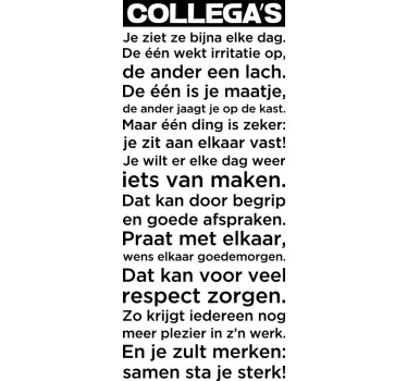 Kantoor tekst sticker collega's - TenStickers