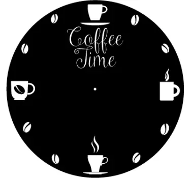 Klok sticker koffie tijd - TenStickers