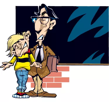 Leraar ondeugende leerling sticker - TenStickers