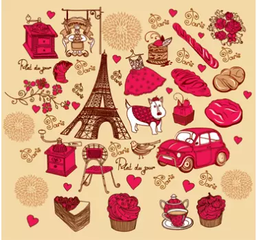 Locatie sticker eiffeltoren illustraties - TenStickers
