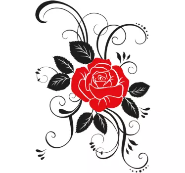 Bloemen muursticker met elegante roos - TenStickers