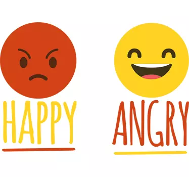 Muursticker Emoji Happy en Angry - TenStickers