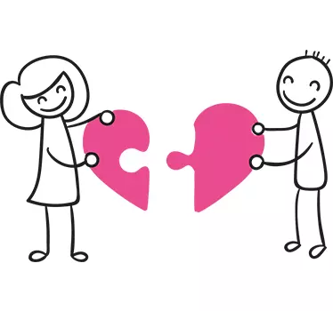 Muursticker hart twee helften - TenStickers
