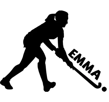 Naam muursticker kinderkamer hockey vrouw - TenStickers
