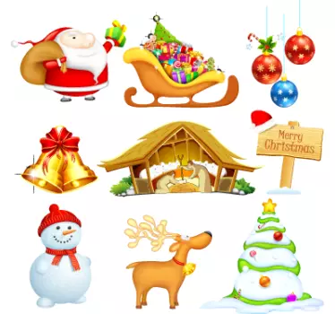 Muursticker Kerstmis Attributen - TenStickers