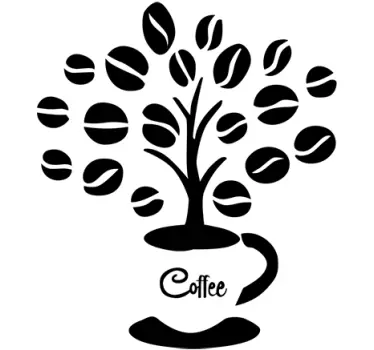 Muursticker koffieboom uit koffiekop - TenStickers