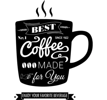 Muursticker koffiemok met tekst - TenStickers