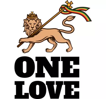 Muursticker One Love Rasta Leeuw - TenStickers