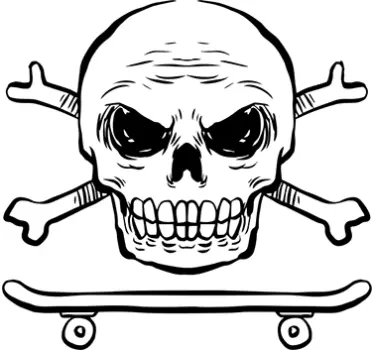 Muursticker skateboard doodshoofd - TenStickers