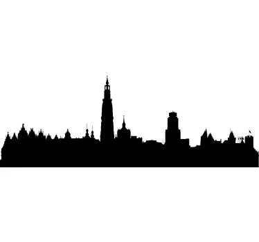 Muursticker woonkamer skyline Antwerpen - TenStickers