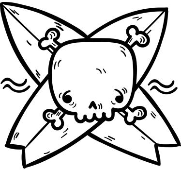Muursticker surf doodshoofd - TenStickers