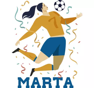 Voetbal sticker vrouw met naam - TenStickers