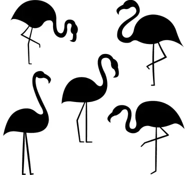 Flamingo patroon eenkleurig muursticker - TenStickers