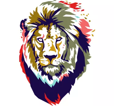 Kleurrijke Afrikaanse Leeuw Muursticker woonkamer - TenStickers
