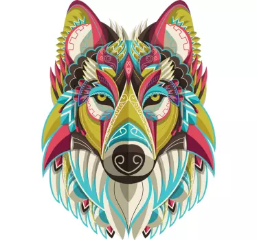 Muurstickers tienerkamer kleurvolle wolf - TenStickers