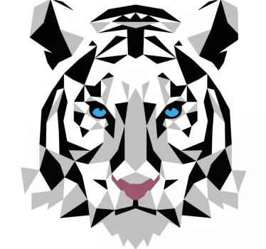 Muursticker Witte tijger polygonaal - TenStickers