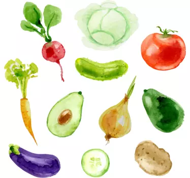 Muursticker keuken fruit en groenten - TenStickers