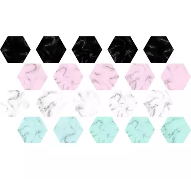 Ornament muursticker zeshoekig marmer patroon - TenStickers