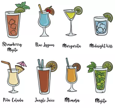 Drank stickers zomer cocktails - TenStickers