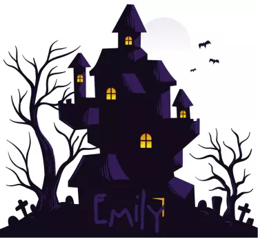 Muurstickers tienerkamer Halloween huis naam - TenStickers