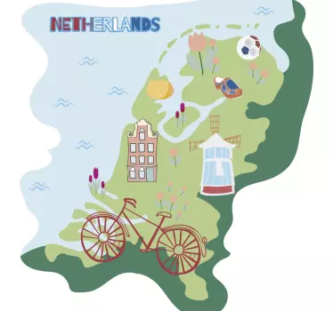 Muurstickers tienerkamer Kaart Nederland - TenStickers