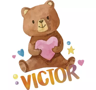 Raamsticker teddybeer met hart - TenStickers