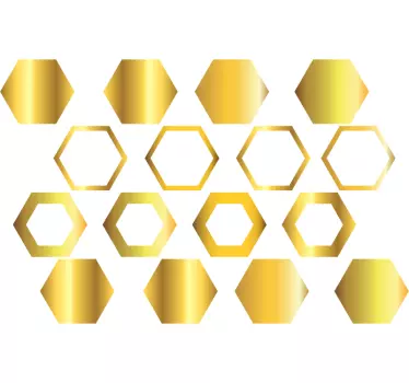 Woonkamer muursticker gouden zeshoeken - TenStickers