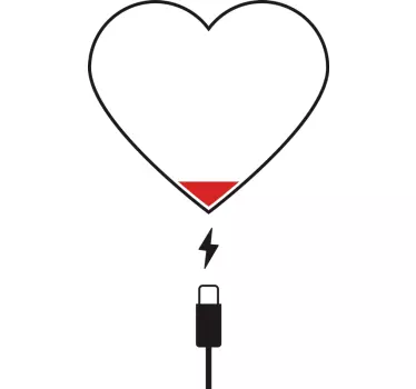 Muurstickers tienerkamer Hart oplader - TenStickers