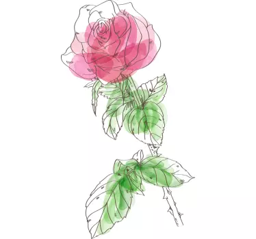 Bloemen muursticker met roos - TenStickers