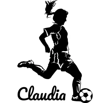 Muurstickers tienerkamer voetbalspeelster met naam - TenStickers