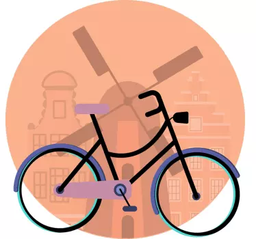 Muurstickers woonkamer Fiets en Windmolen - TenStickers