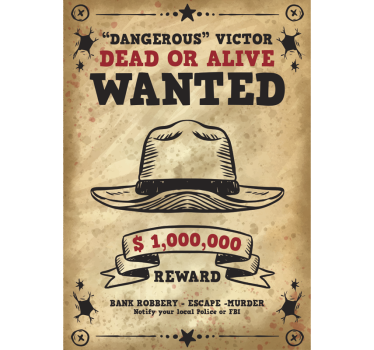 Muurstickers Wanted muursticker - TenStickers
