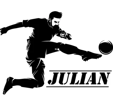 Muursticker voetbal van Voetballer gepersonaliseerde sticker - TenStickers