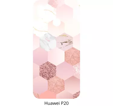 Roze zeshoekpatroon huawei sticker - TenStickers