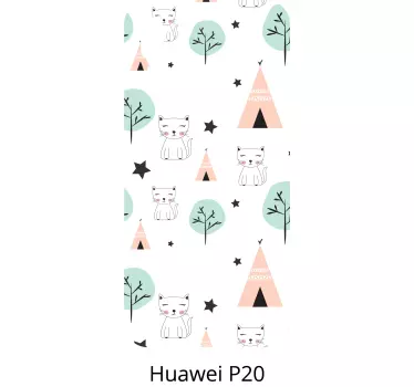 Schattig kattenpatroon huawei sticker - TenStickers