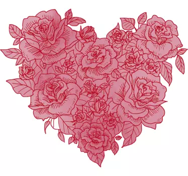 Bloemen muursticker hart - TenStickers