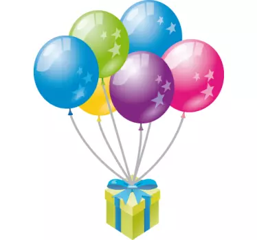 Sticker ballonnen cadeau kleuren - TenStickers