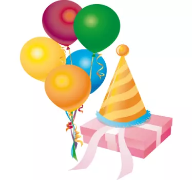 Sticker ballonnen kleuren feesthoed - TenStickers